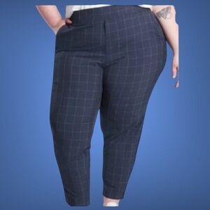 Size 26 3X ATHLETA Brooklyn Ankle Pants Windowpane‎ Blue Navy NEW